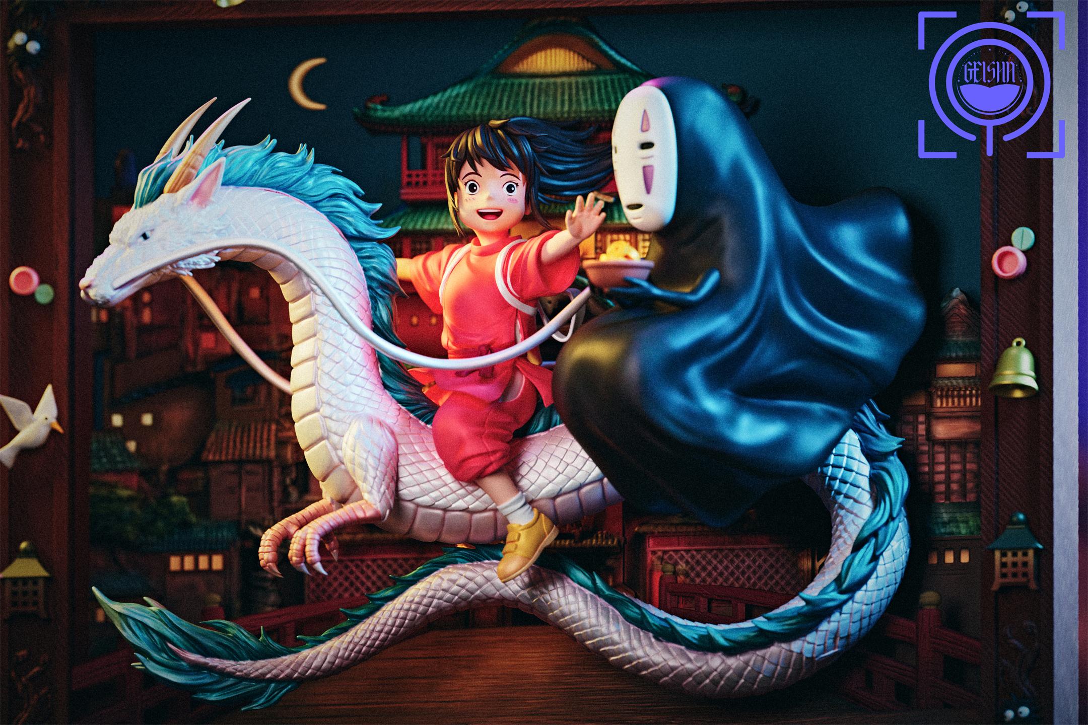 GEISHA Studio - Spirited Away Chihiro & Haku & No-Face 3D Framed Statue