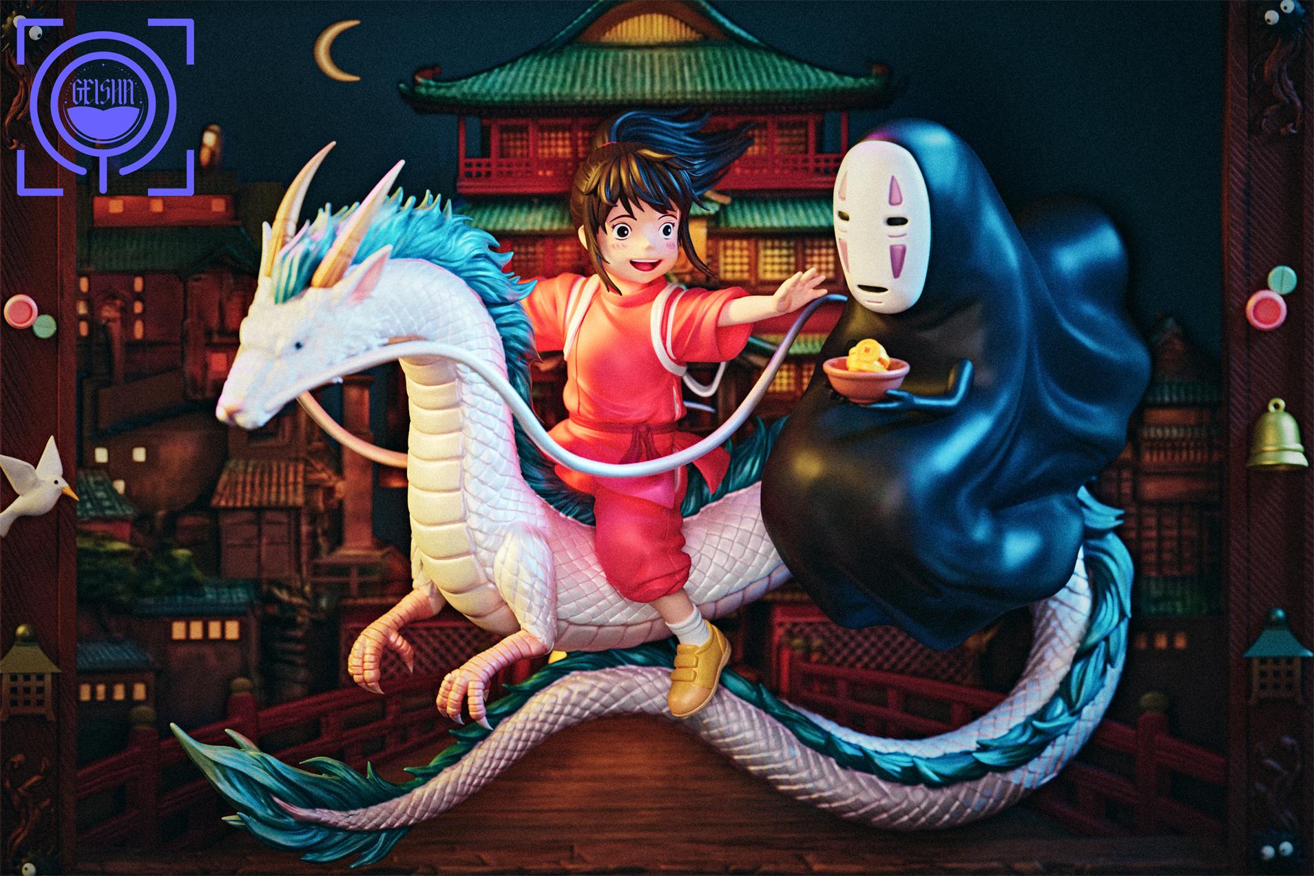 GEISHA Studio - Spirited Away Chihiro & Haku & No-Face 3D Framed Statue