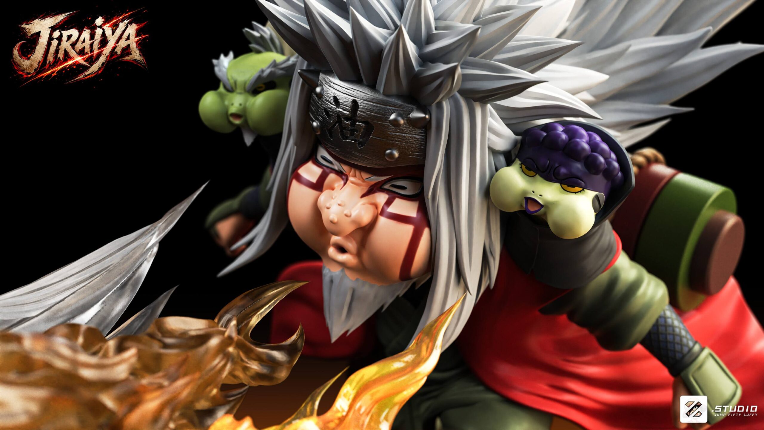 Jump Fifty Luffy Studio - Naruto Naruto Jiraiya & Fukasaku & Shima Statue
