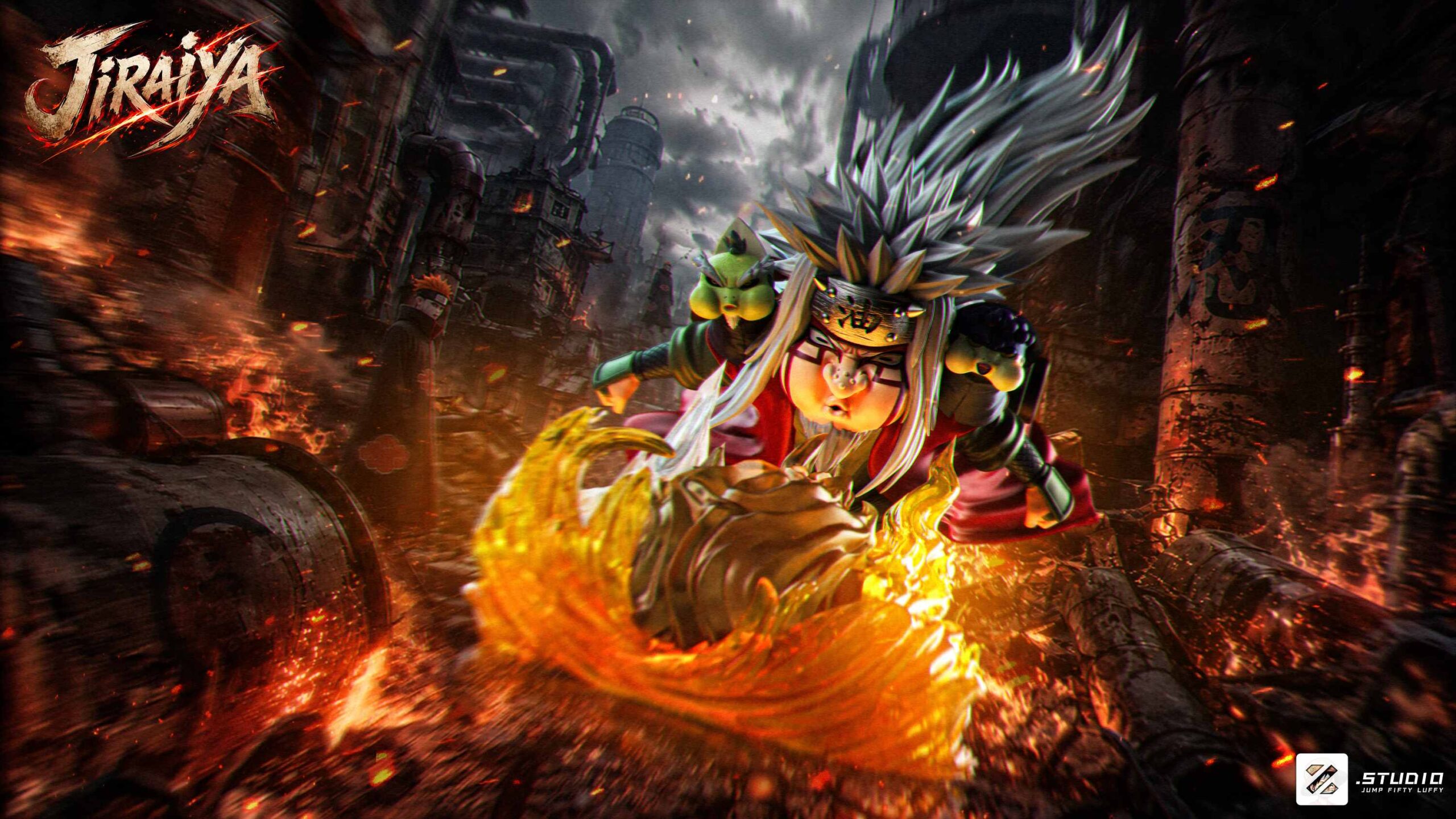 Jump Fifty Luffy Studio - Naruto Naruto Jiraiya & Fukasaku & Shima Statue