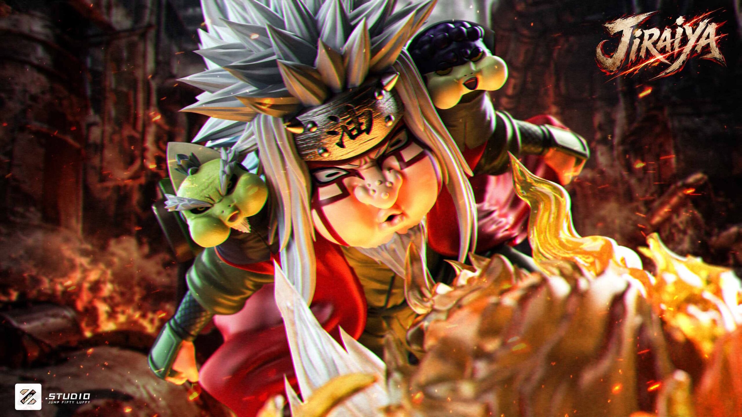 Jump Fifty Luffy Studio - Naruto Naruto Jiraiya & Fukasaku & Shima Statue