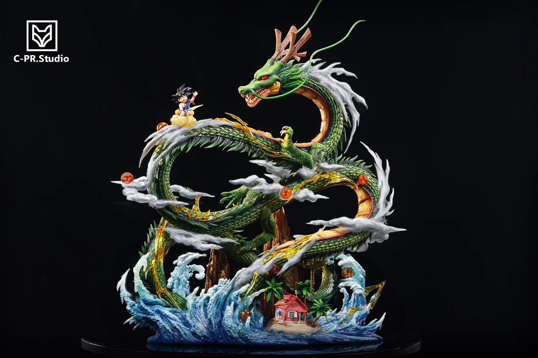 Close view of the Shenron sculpt and lighting