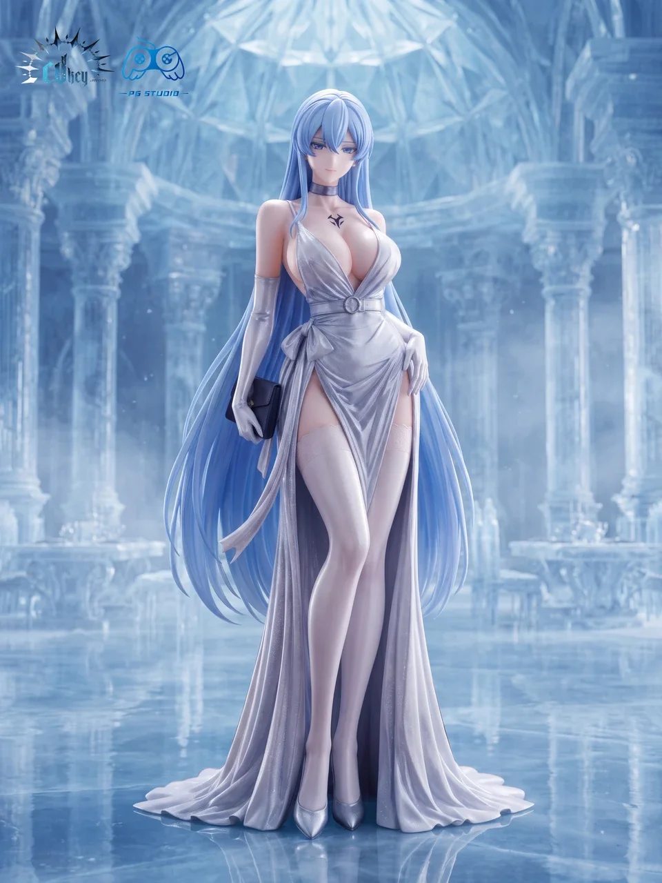 Akame ga Kill! Esdeath White Dress 1/6 Scale Figure standing in an ice palace