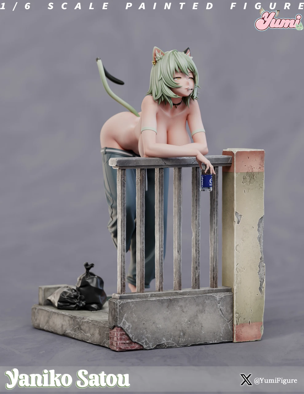 Chainsmoker Cat Yaniko Satou 16 Scale 18+ Resin Statue– Yumi Figure