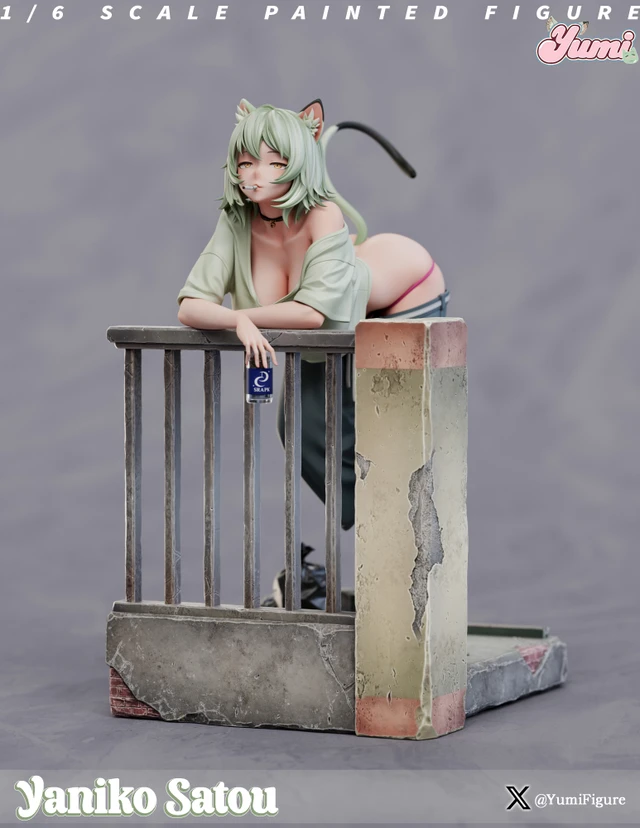Chainsmoker Cat Yaniko Satou 16 Scale 18+ Resin Statue– Yumi Figure