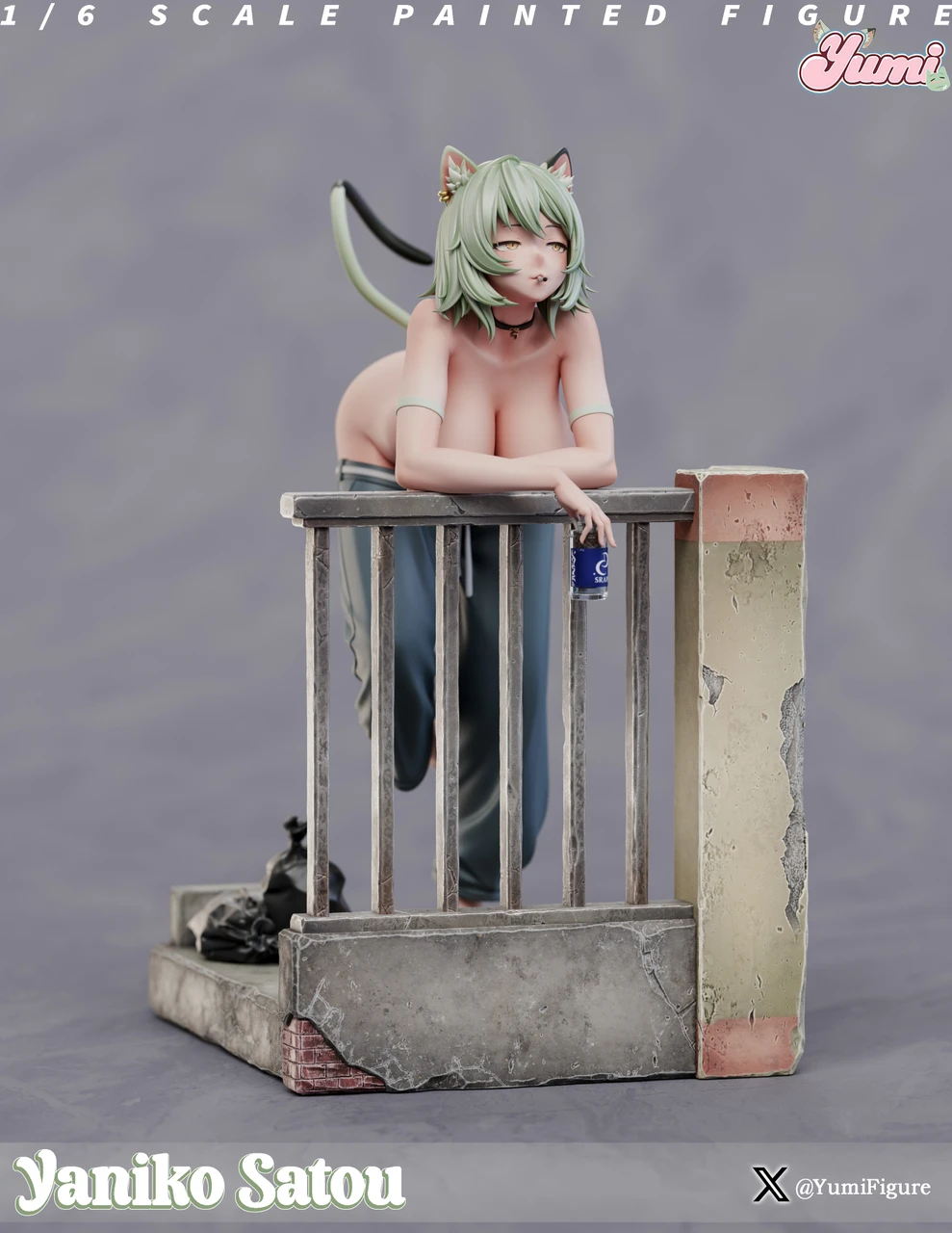 Chainsmoker Cat Yaniko Satou 16 Scale 18+ Resin Statue– Yumi Figure