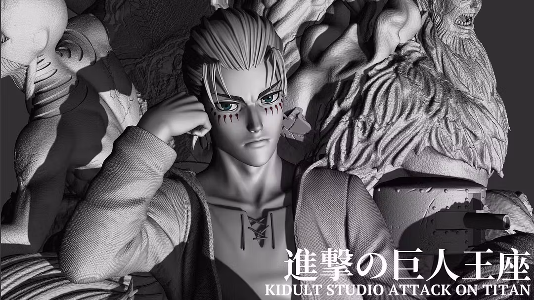 KIDULT Studios Attack on Titan Eren Yeager Sit on Throne 1/4 Scale Resin Statue - Image 4