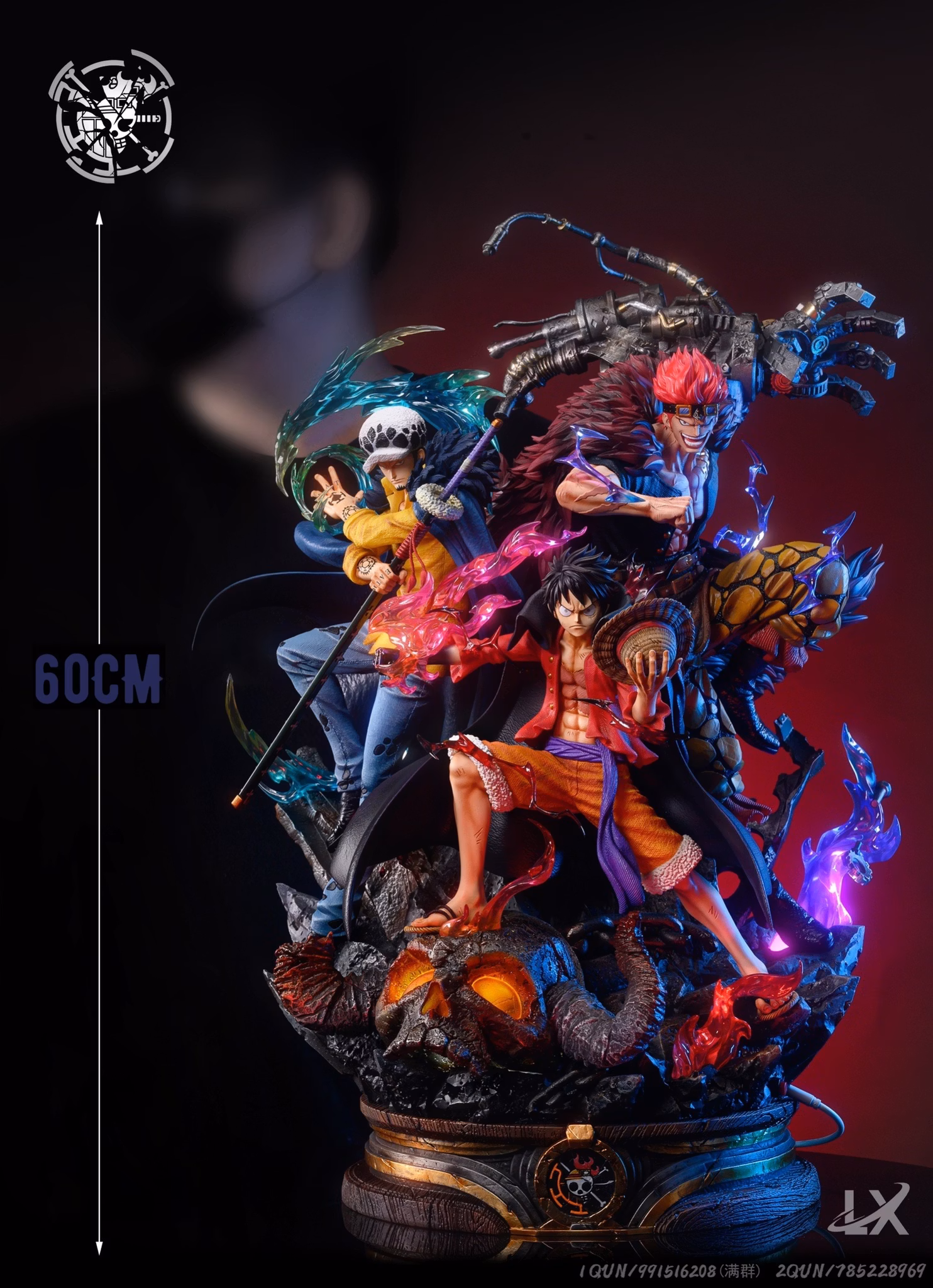 Close view of the three captain figures