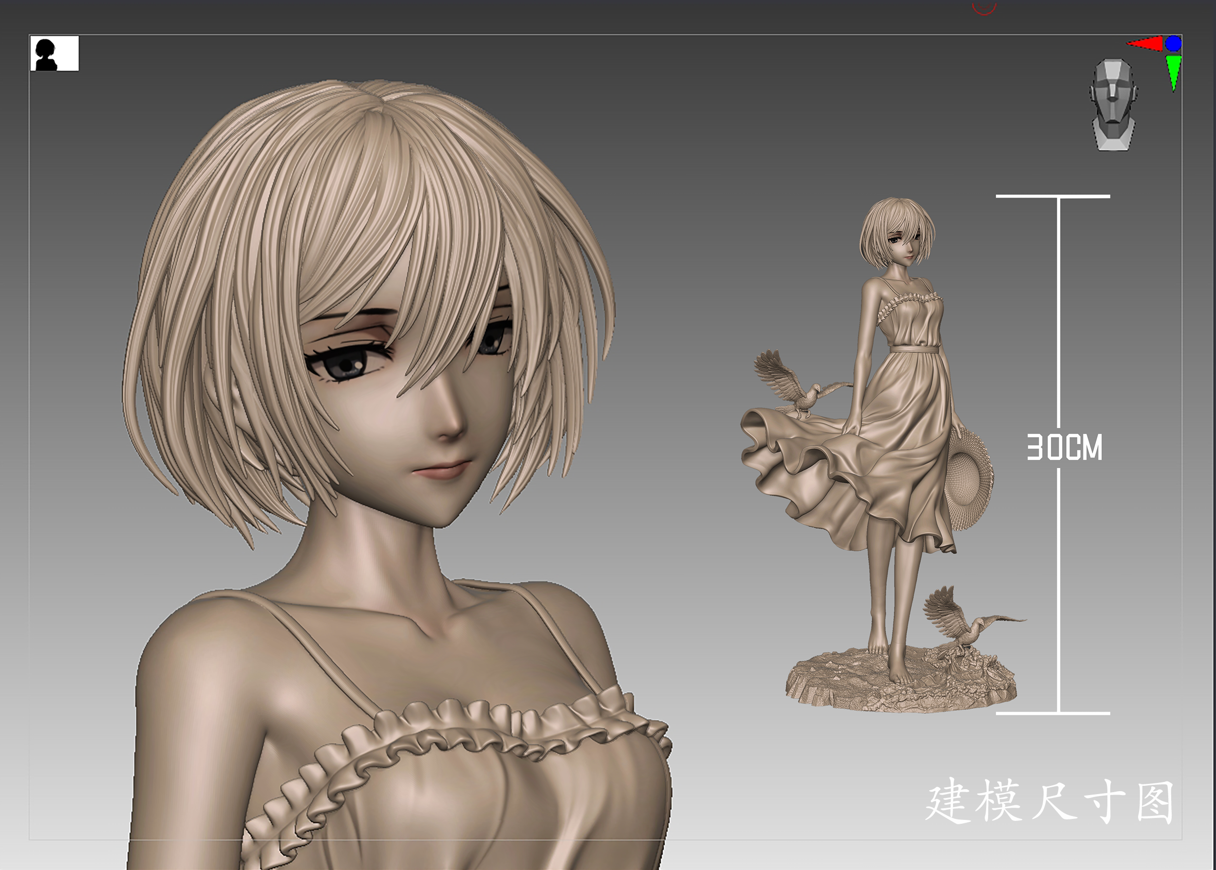 MM Studio Attack on Titan Mikasa Ackerman Seaside Stroll Summer Light Sculpt Series – 1/6 Scale Resin Statue - Image 3