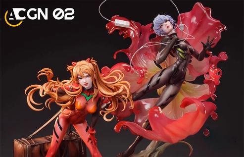 Alternate angle of the Asuka and Rei statue