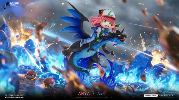 Biubiu Studio Pokémon Ash Ketchum Cosplay Anya & Mega Charizard