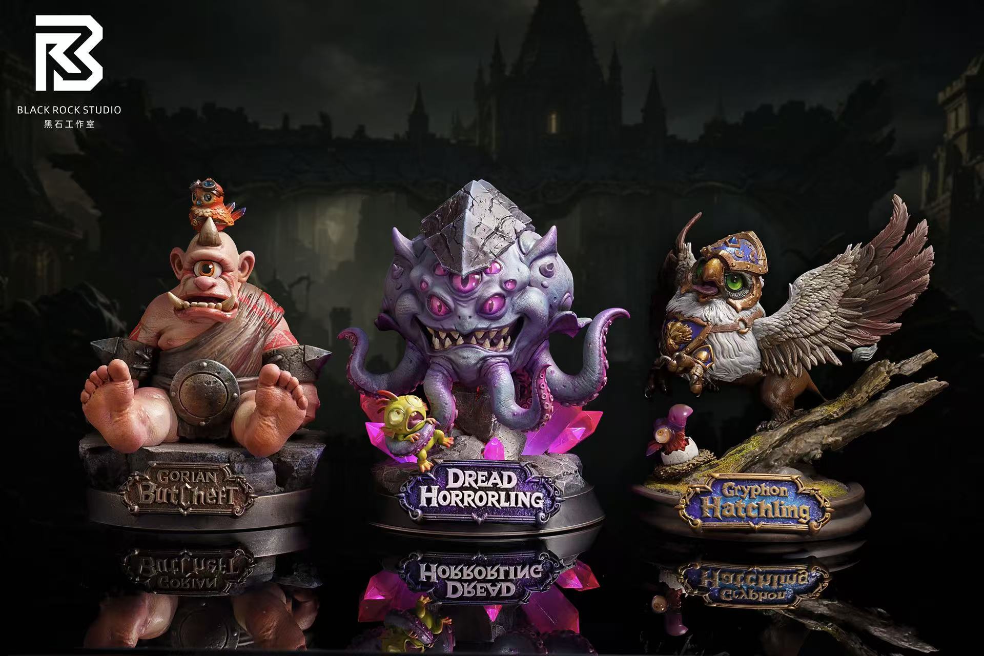 Black Rock Studio World of Warcraft Gryphon Hatchling, Gorian Butcher & Dread Horrorling