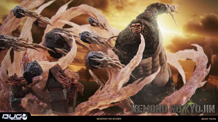 Close view of the Beast Titan statue