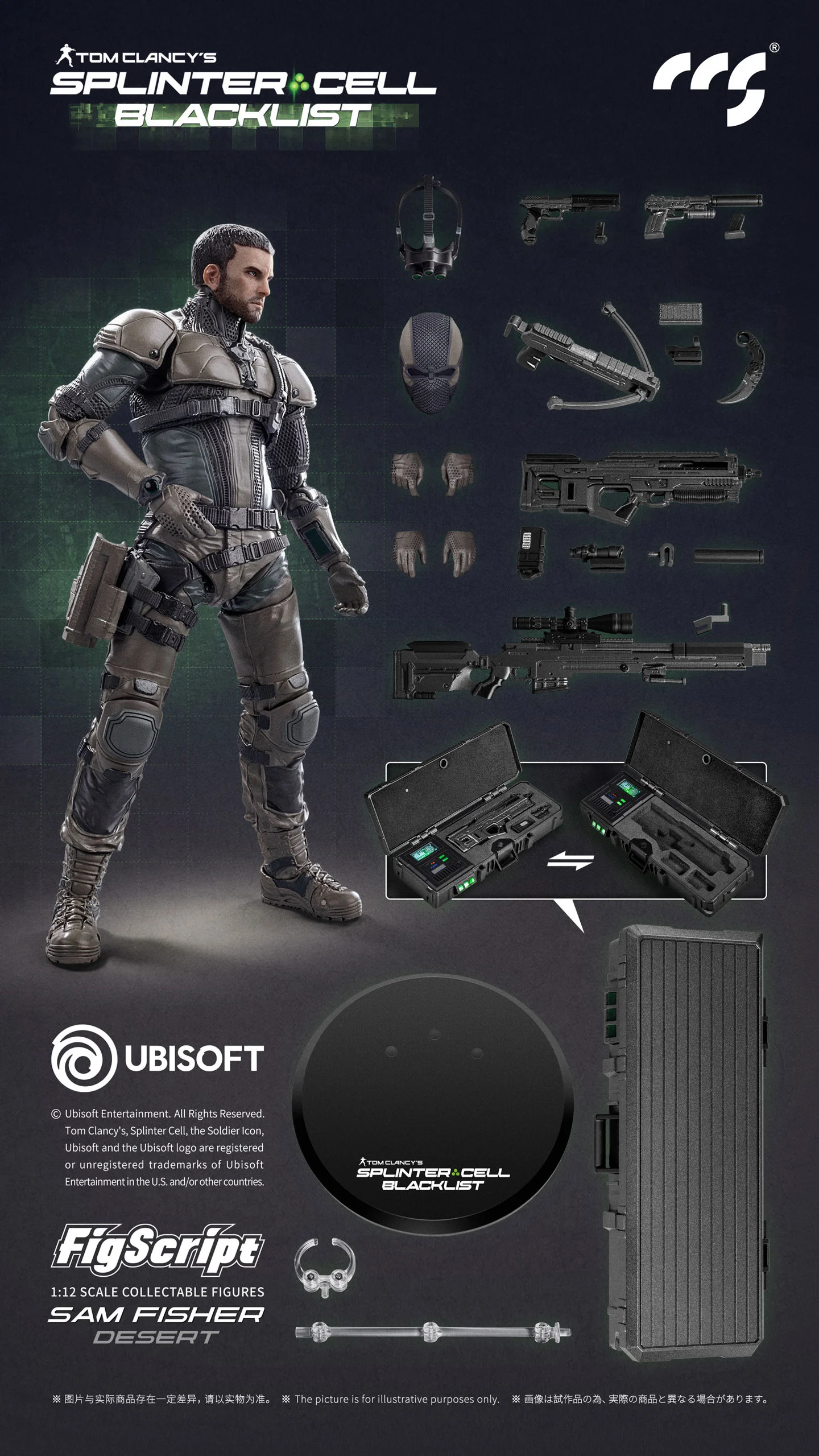 CCSTOYS Splinter Cell Blacklist Sam Fisher Desert Ver. FigScript Series 112 Scale Action Figure