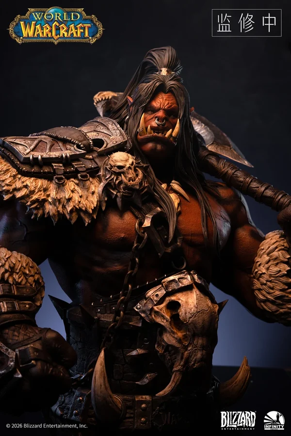 Close view of the Grom Hellscream statue
