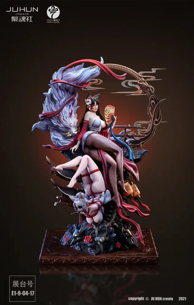 JuHun Create Studio Original Fox Princess Twin Flowers – 14 Scale Resin Statue
