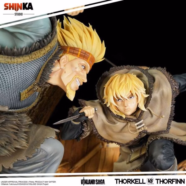 Thorfinn vs Thorkell Statue detail from the Shinka Studio duel scene