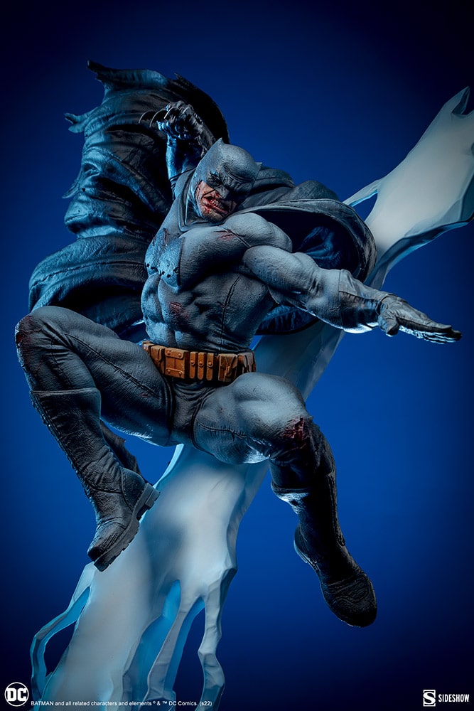 Close view of the Dark Knight Returns statue