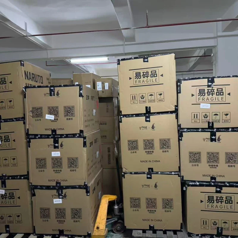 Packed collectible cartons and pallet handling equipment